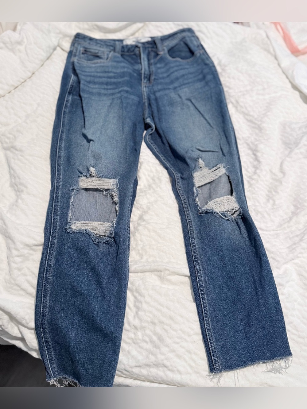 Hollister Distressed High-Rise Blue Jeans - 7R: W28/L27